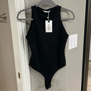 Black Racer Back Halter Neck Sleeveless Bodysuit